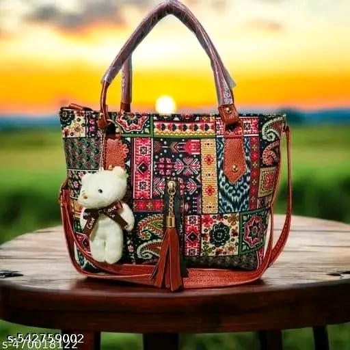 Ethnic Printed Canvas Handbag for Women