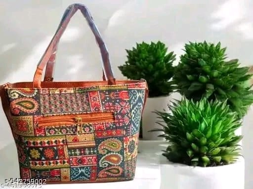 Ethnic Printed Canvas Handbag for Women