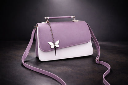 Chic Two-Tone Butterfly Accent Crossbody & Top Handle Bag