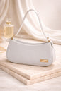 Chic Pearl White Shoulder Bag with Gold Minimal Accent ✨