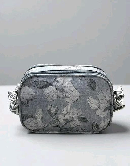 Elegant Floral Crossbody Bag with Adjustable Patterned Strap & Mini Coin Pouch