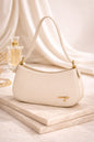 Elegant Ivory Shoulder Bag with Gold Accent Charm ✨
