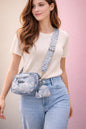 Elegant Floral Crossbody Bag with Adjustable Patterned Strap & Mini Coin Pouch