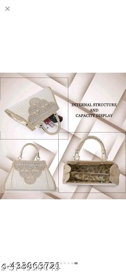 Stylish Fancy Trendy Design Gold Chain Strap Crossbody Women Shoulder Clutch