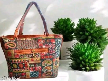Ethnic Printed Canvas Handbag for Women