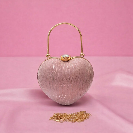 Elegant Heart Shape Party Clutch – Premium Pink Designer Handbag