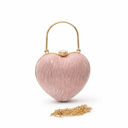 Elegant Heart Shape Party Clutch – Premium Pink Designer Handbag