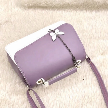 Chic Two-Tone Butterfly Accent Crossbody & Top Handle Bag
