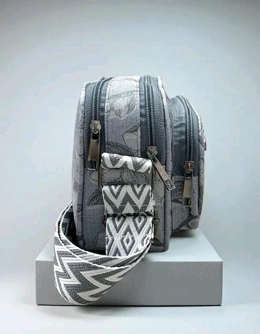 Elegant Floral Crossbody Bag with Adjustable Patterned Strap & Mini Coin Pouch