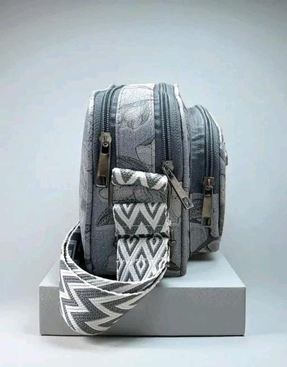 Elegant Floral Crossbody Bag with Adjustable Patterned Strap & Mini Coin Pouch