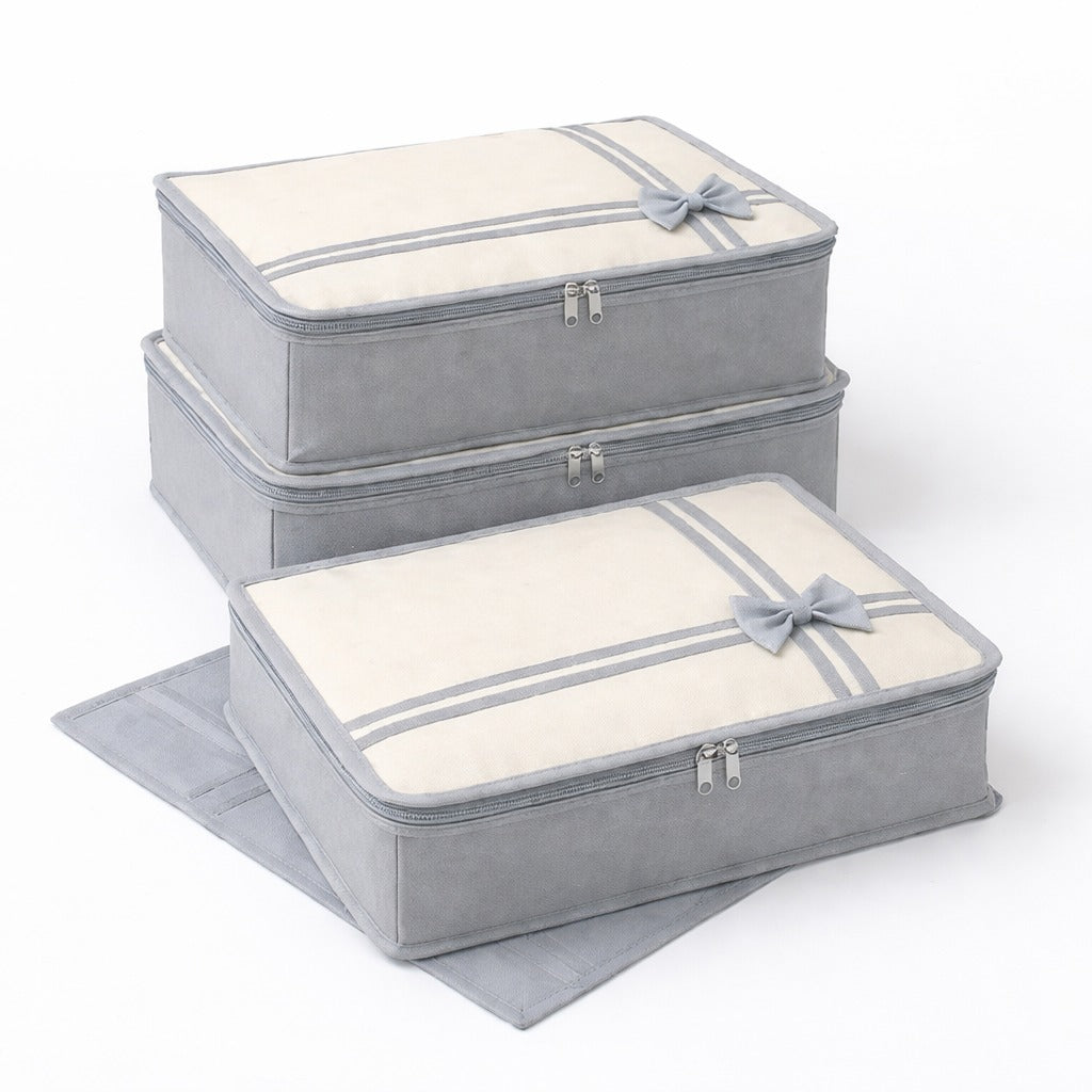 PACK OF 6 | Non Woven Transparent View Flower Design Attractive bow Saree Cover Bag with Stainless Steel Zip Lock, Cloth Cover, Wardrobe Organizer