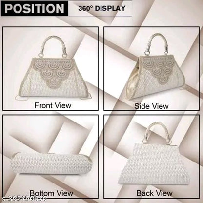 Stylish Fancy Trendy Design Gold Chain Strap Crossbody Women Shoulder Clutch