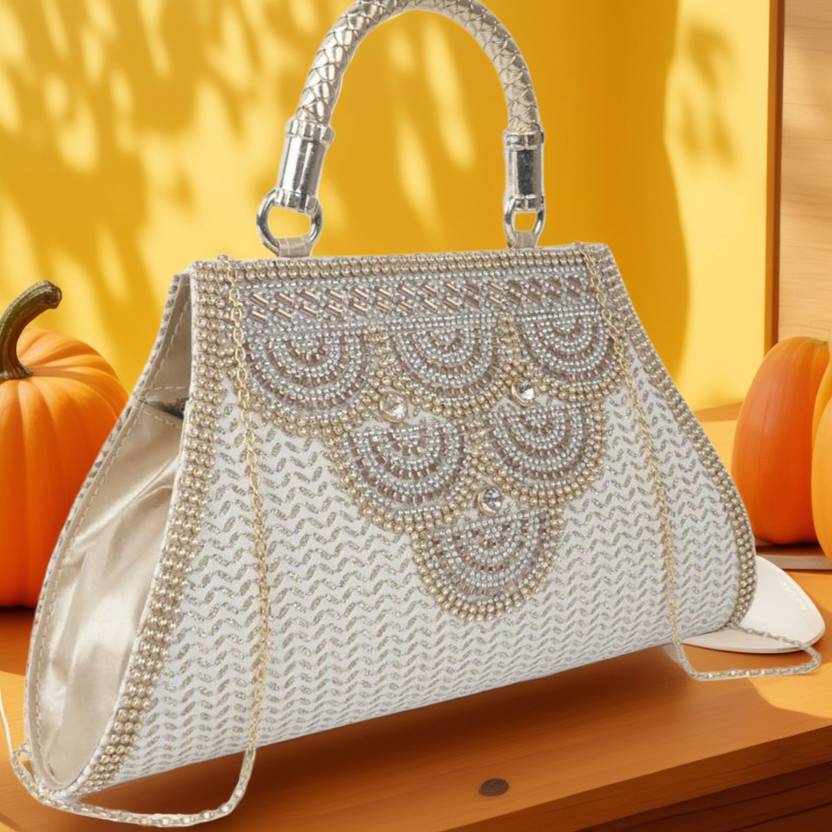 Stylish Fancy Trendy Design Gold Chain Strap Crossbody Women Shoulder Clutch